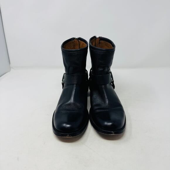 Frye Leather Moto Harness Biker Boots Black Ankle Zip Pull-On Style Size 6.5B - Picture 3 of 11